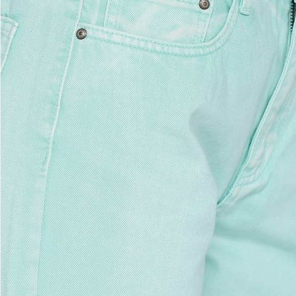 Forever 21 Premium Stone Wash Light Fade Teal Mom Fit Ankle Crop Denim - Picture 6 of 16